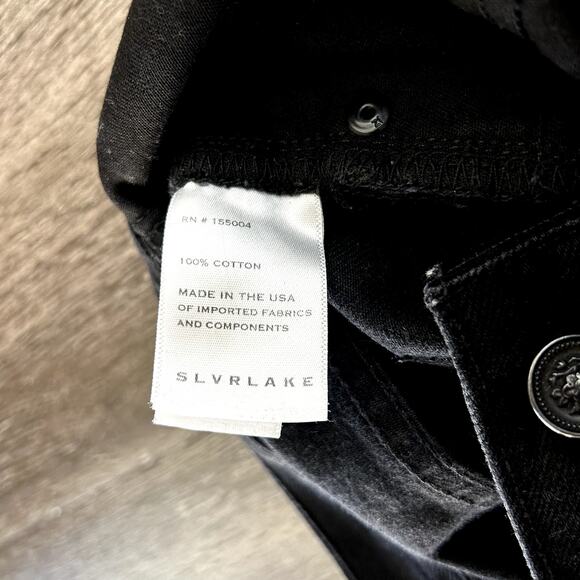 EUC SLVRLAKE Frankie Cropped High Rise Flared Raw Hem Jeans Black Shadow Ridge - Picture 16 of 16